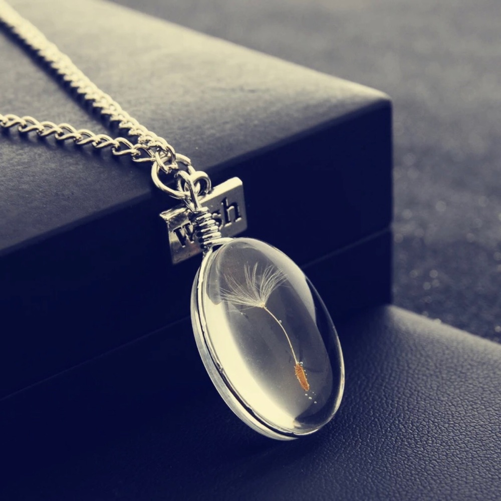 Dried dandelion wish necklace